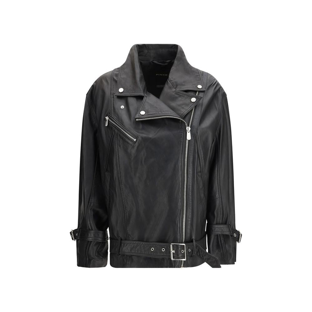 PINKO Black Leather Jacket - Luxe Nova