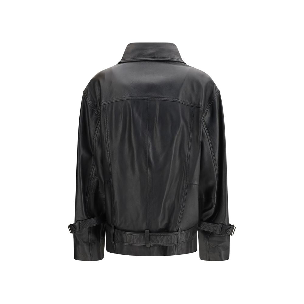PINKO Black Leather Jacket - Luxe Nova