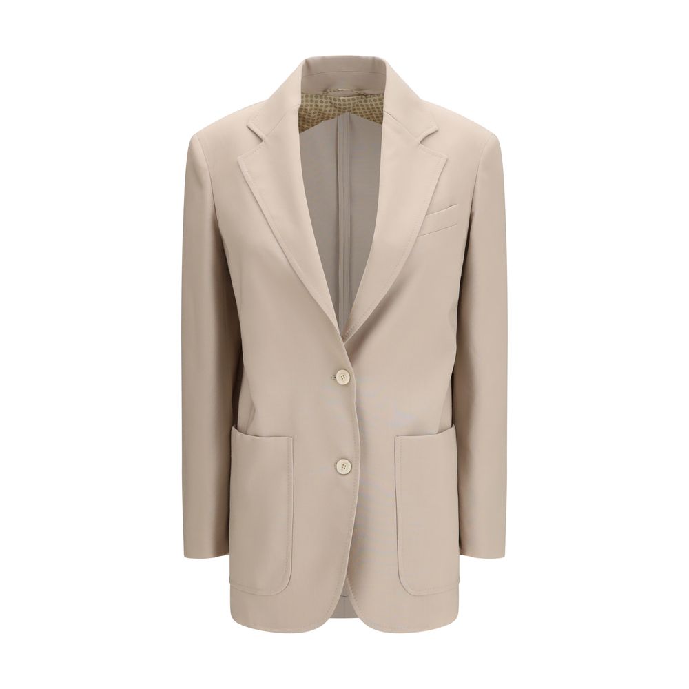 Max Mara Beige Fleece Wool Blazer - Luxe Nova