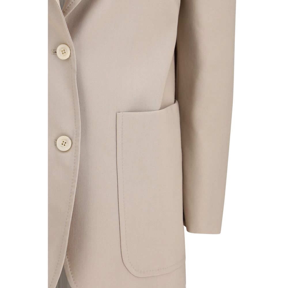 Max Mara Beige Fleece Wool Blazer - Luxe Nova