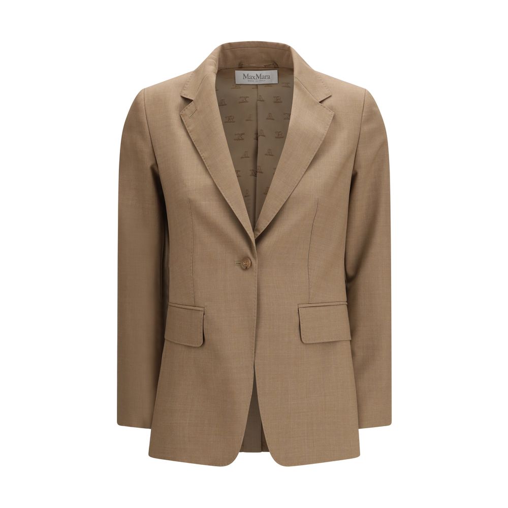 Max Mara Beige Fleece Wool Blazer - Luxe Nova