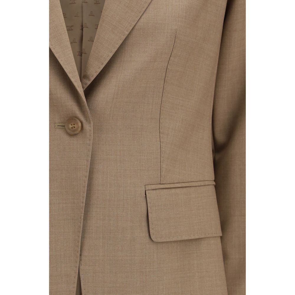 Max Mara Beige Fleece Wool Blazer - Luxe Nova