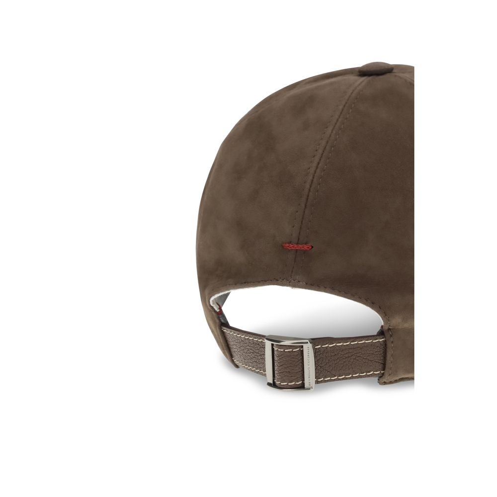 Brunello Cucinelli Brown Calf Leather Bos Taurus Cap (Baseball Hat) - Luxe Nova