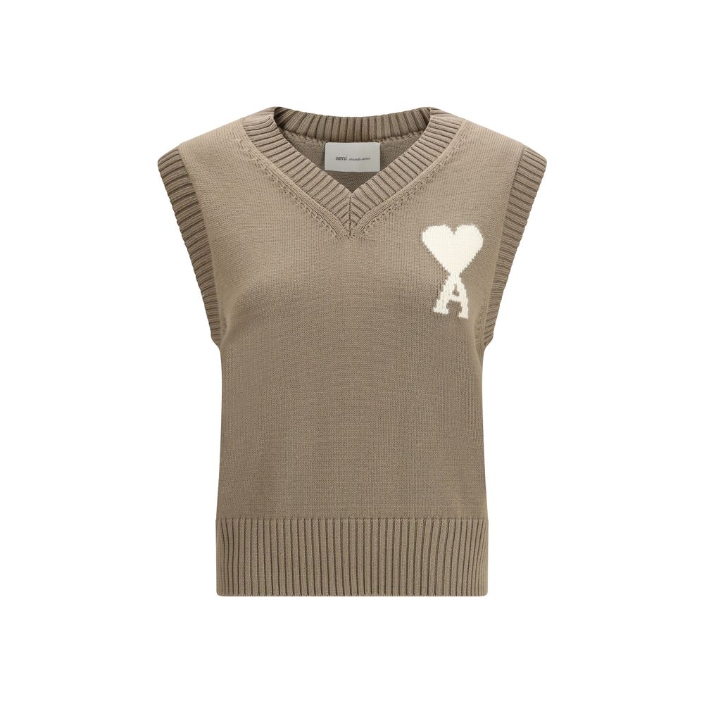 Ami Paris Beige Fleece Wool Sweatshirt - Luxe Nova
