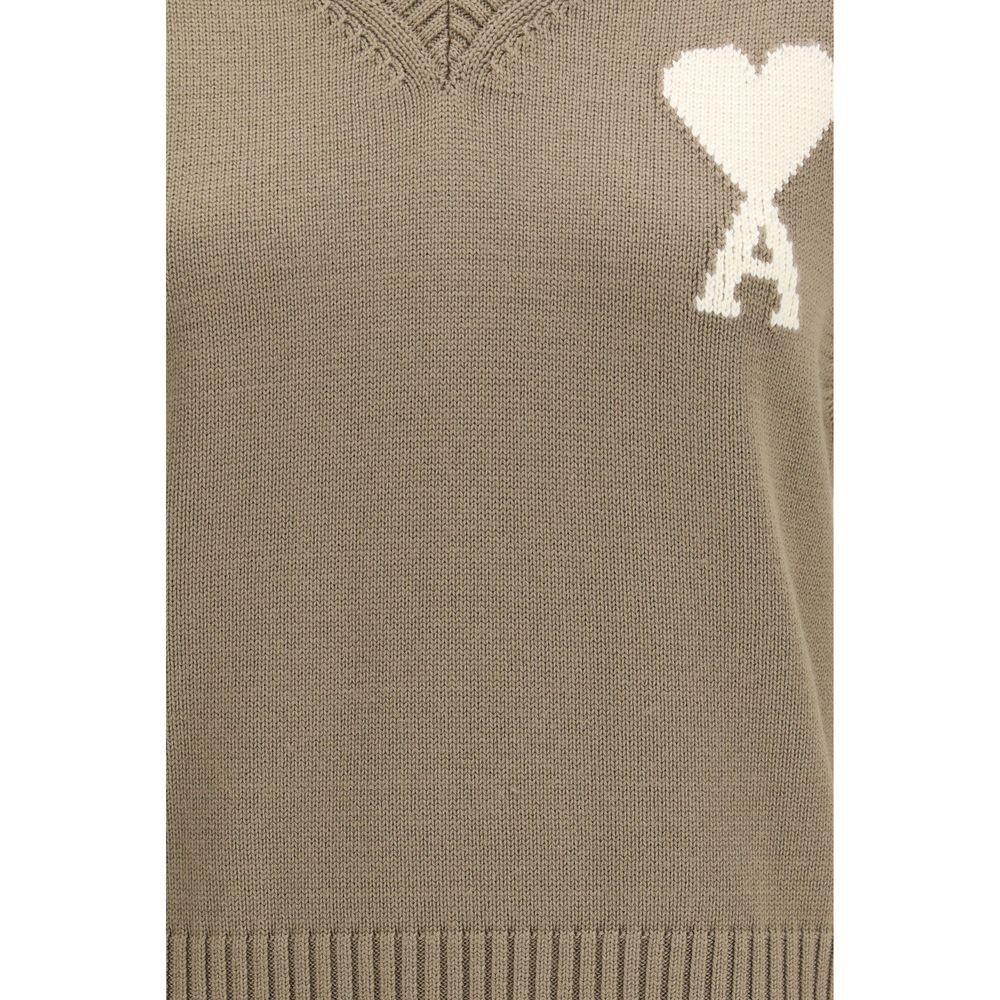 Ami Paris Beige Fleece Wool Sweatshirt - Luxe Nova