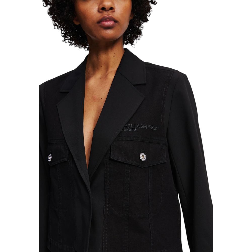 Karl Lagerfeld Black Polyester Blazer - Luxe Nova