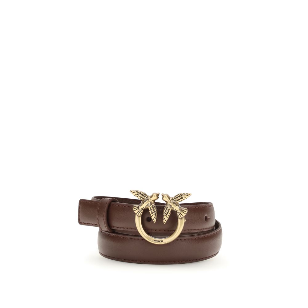 PINKO Bordeaux Calf Leather Bos Taurus Regular Belt - Luxe Nova