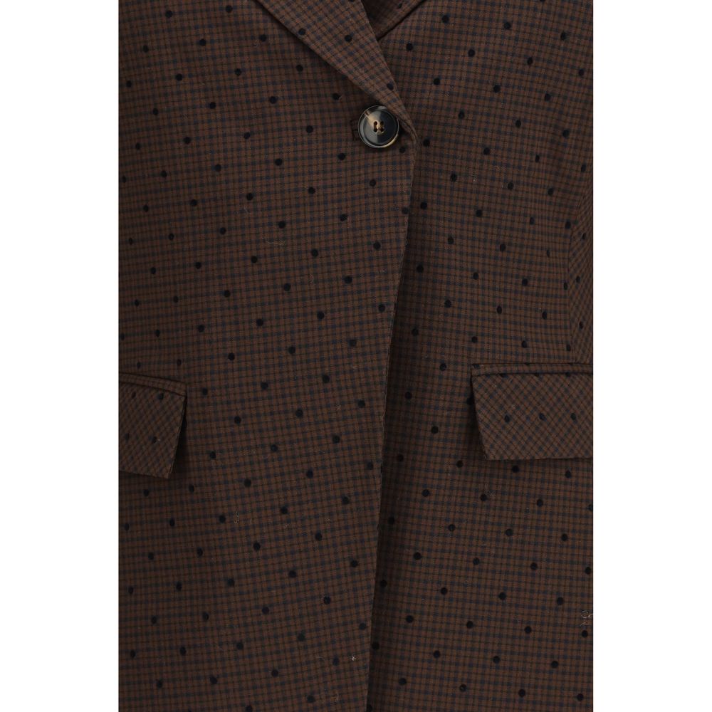 Ganni Brown Recycled Polyester Blazer - Luxe Nova