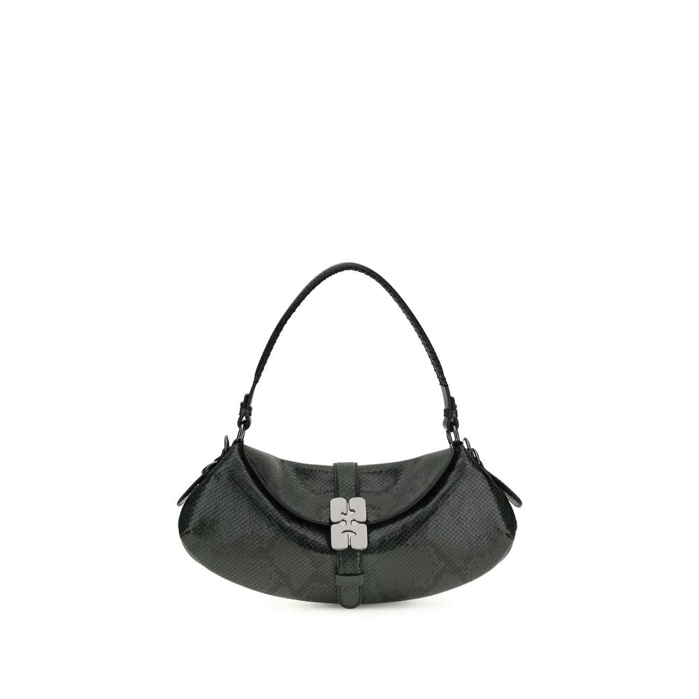 Ganni Blue Recycled Leather Shoulder Bag - Luxe Nova