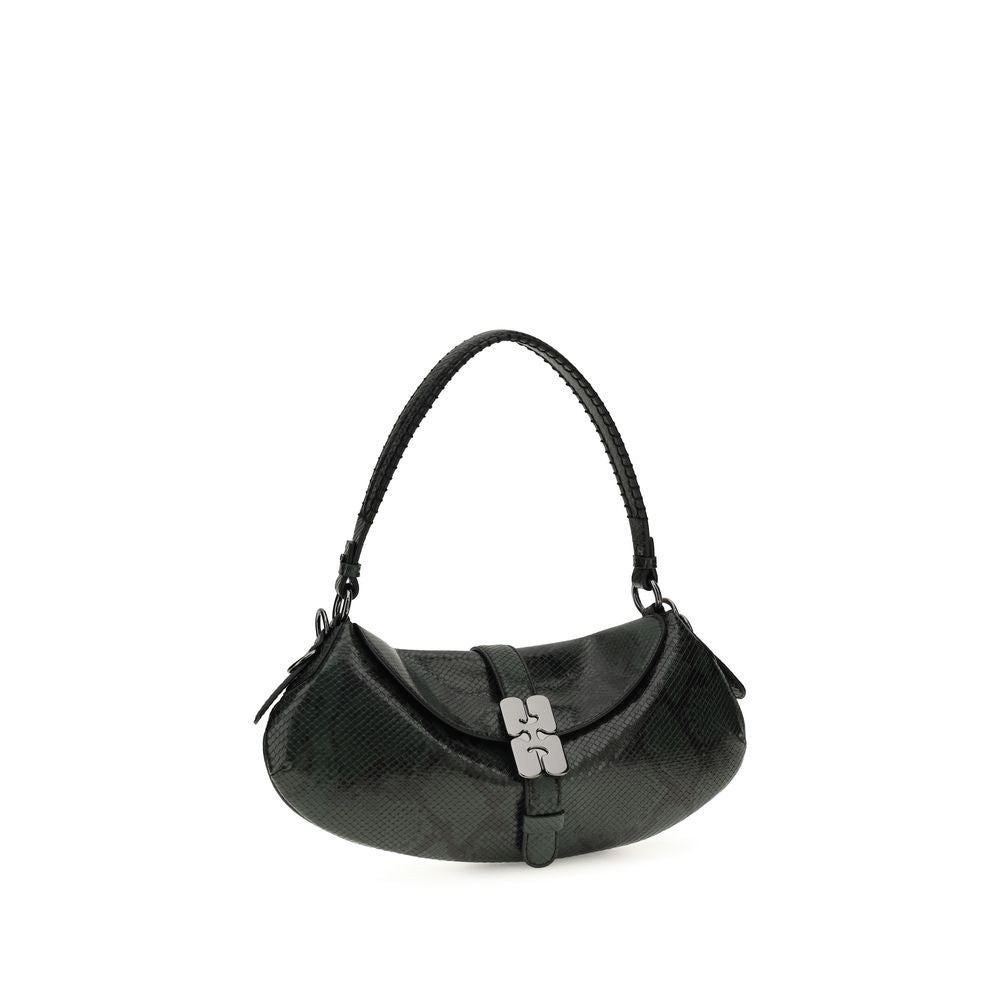 Ganni Blue Recycled Leather Shoulder Bag - Luxe Nova