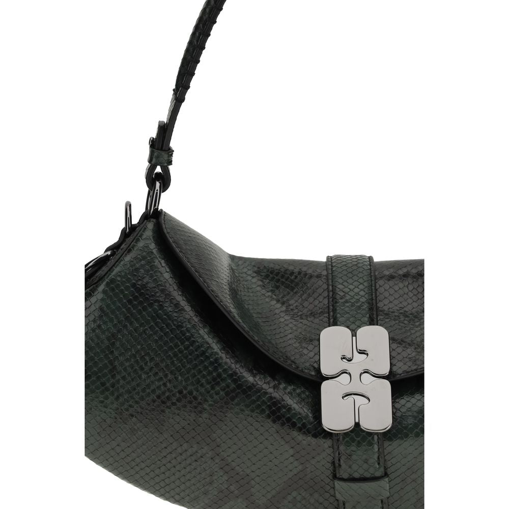 Ganni Blue Recycled Leather Shoulder Bag - Luxe Nova