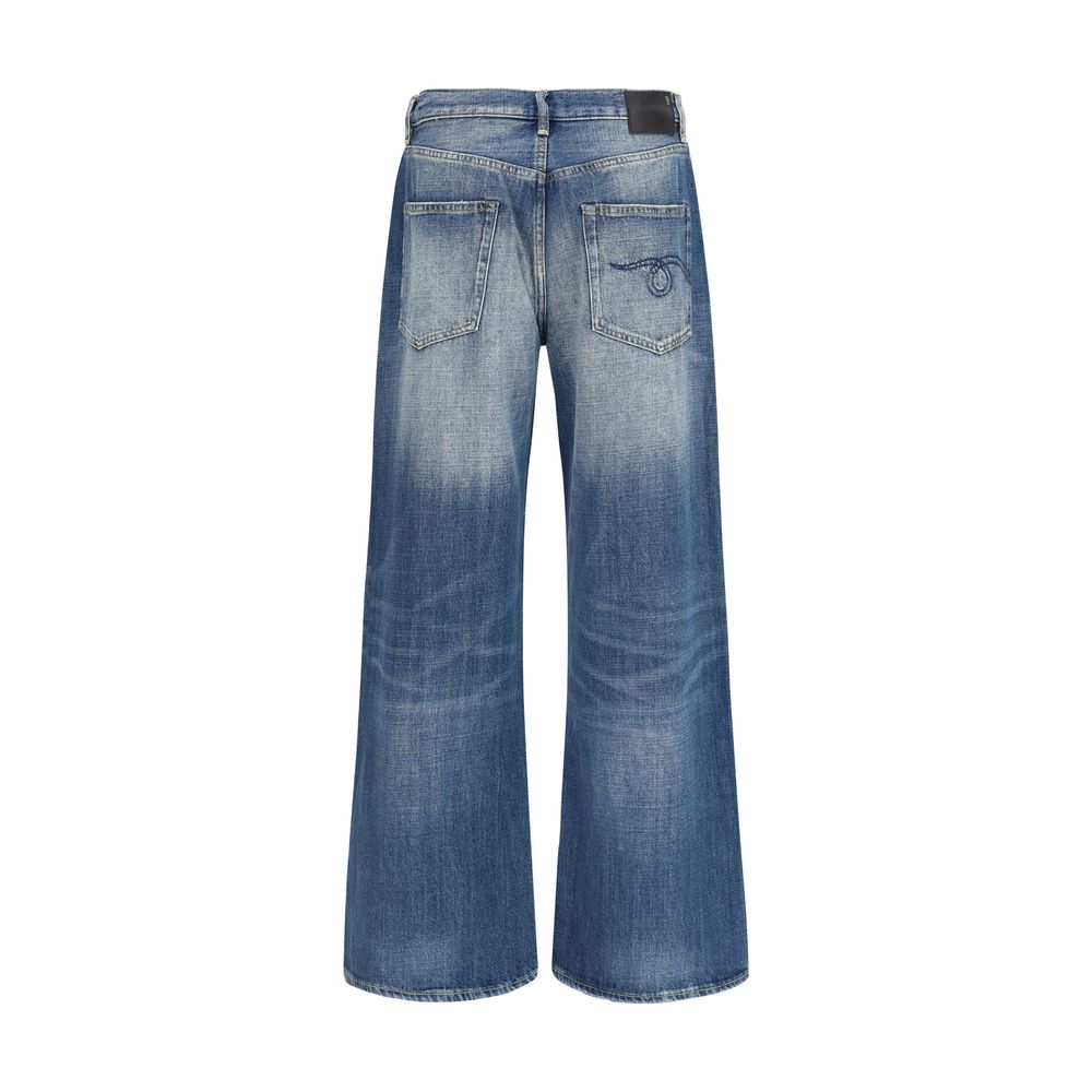 R13 Blue Cotton Relaxed Fit Jeans - Luxe Nova