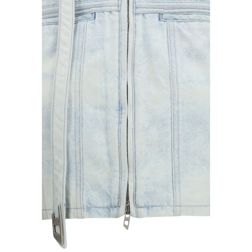 Diesel Blue Cotton Biker Jacket - Luxe Nova