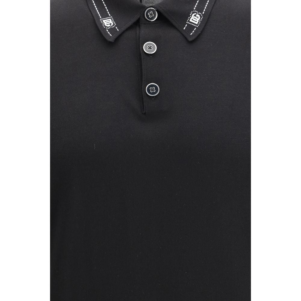 Dolce & Gabbana Black Silk Polo Shirt - Luxe Nova