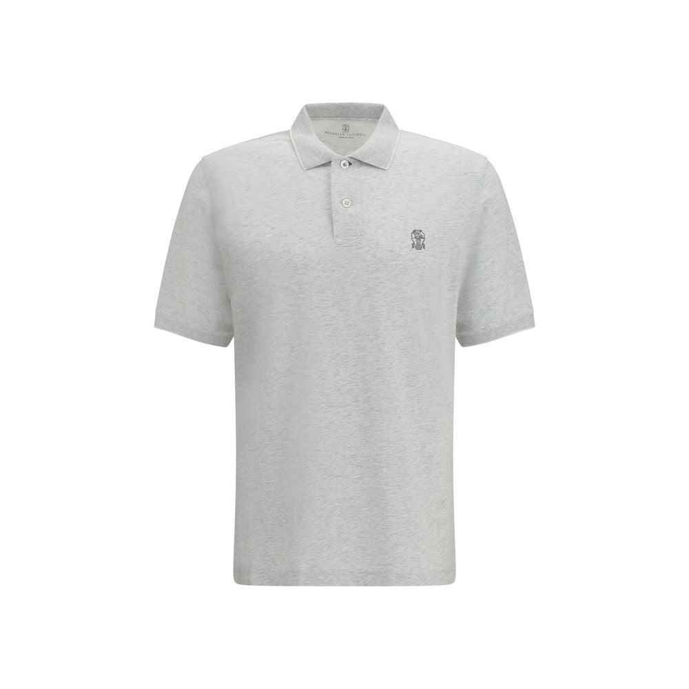 Brunello Cucinelli Gray Cotton Polo Shirt - Luxe Nova