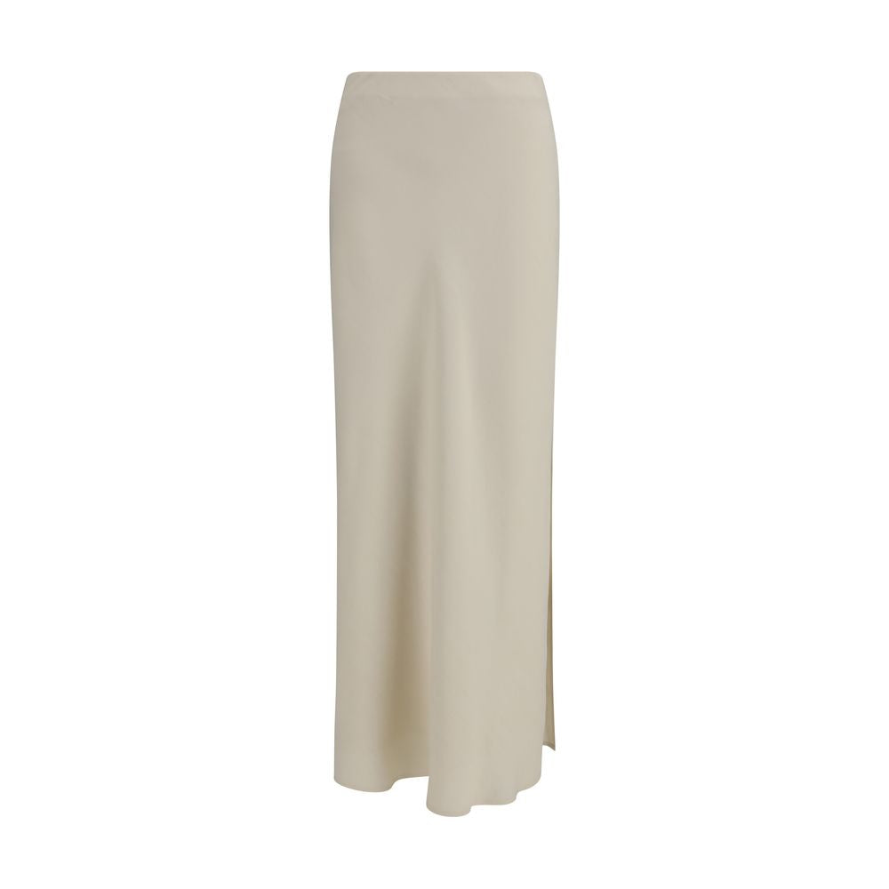 Brunello Cucinelli Beige Viscose Long Skirt - Luxe Nova