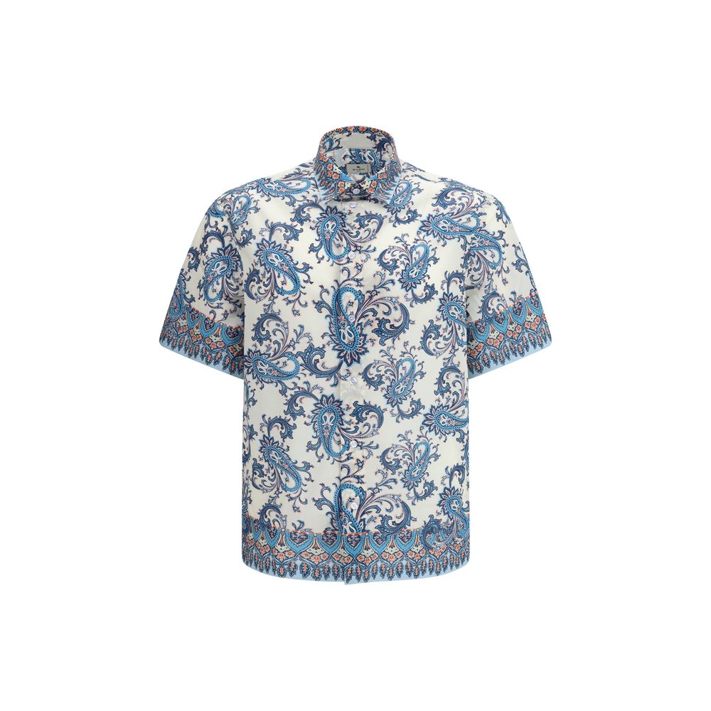 Etro Blue Cotton Pattern Shirt - Luxe Nova