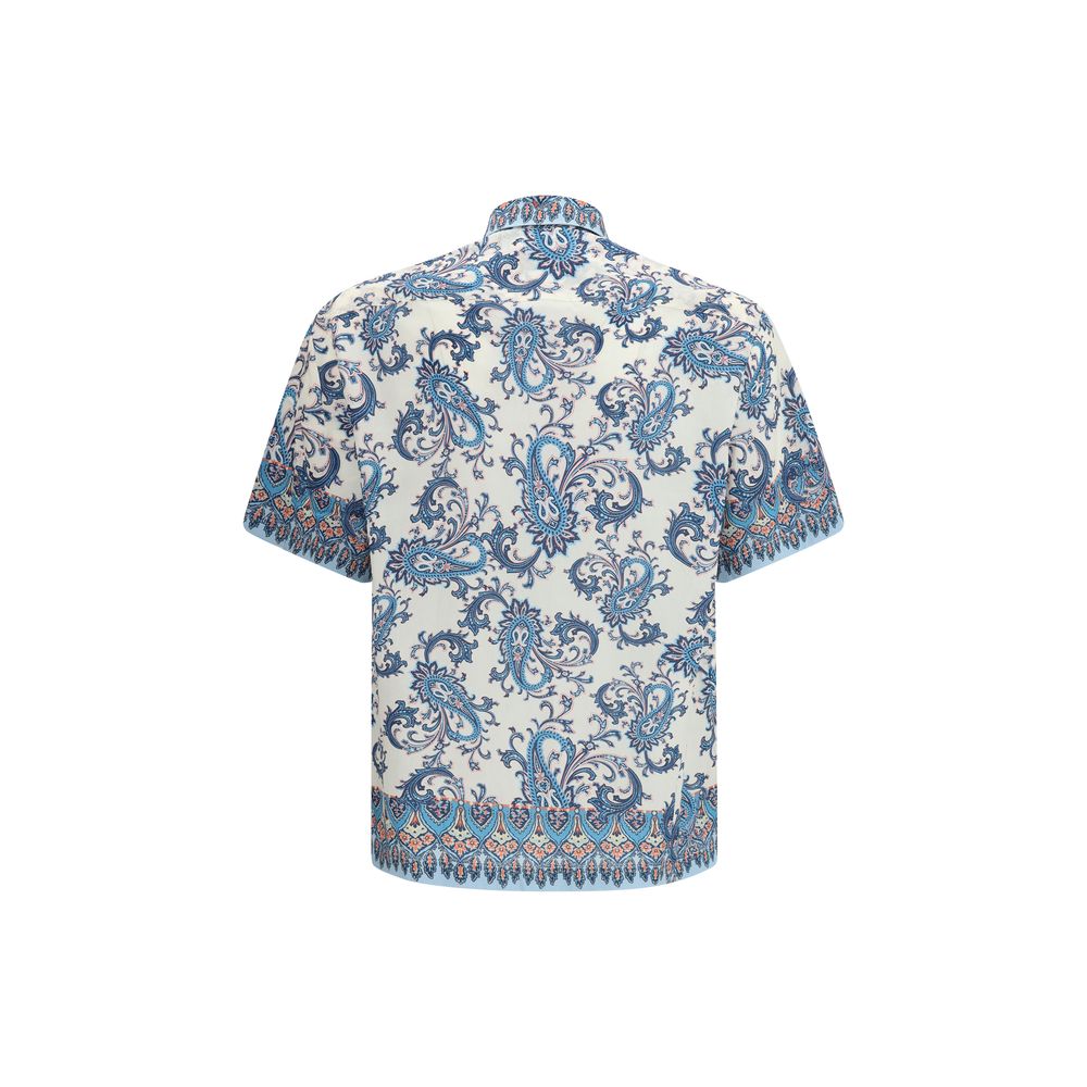 Etro Blue Cotton Pattern Shirt - Luxe Nova