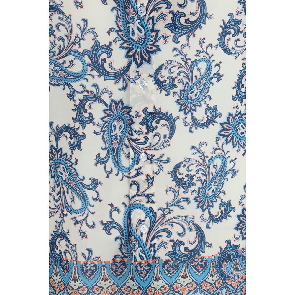 Etro Blue Cotton Pattern Shirt - Luxe Nova