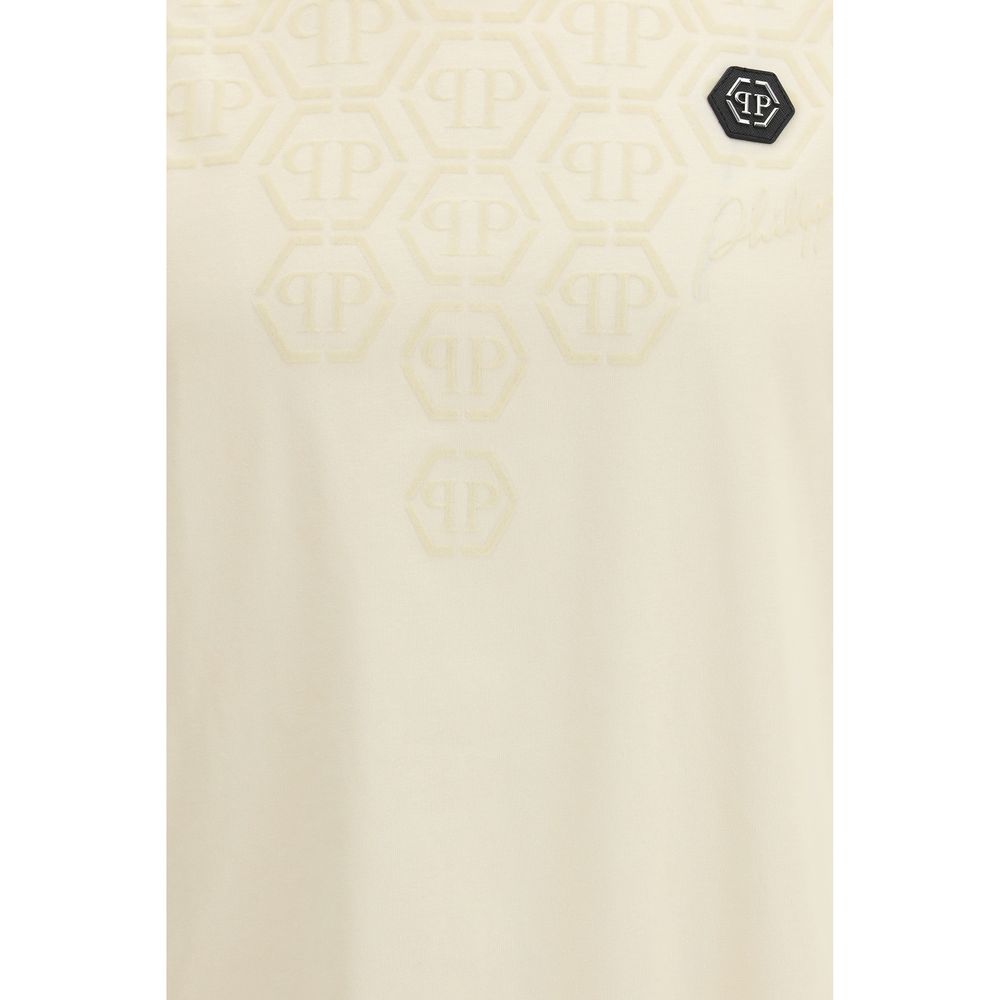 Philipp Plein Beige Cotton T-Shirt - Luxe Nova