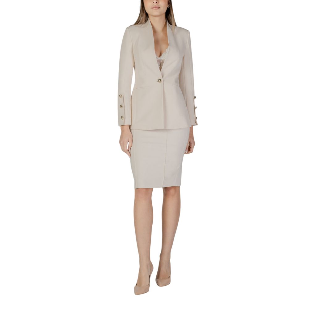 Rinascimento Beige Polyester Midi Skirt - Luxe Nova