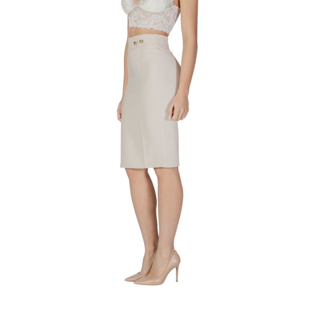 Rinascimento Beige Polyester Midi Skirt - Luxe Nova