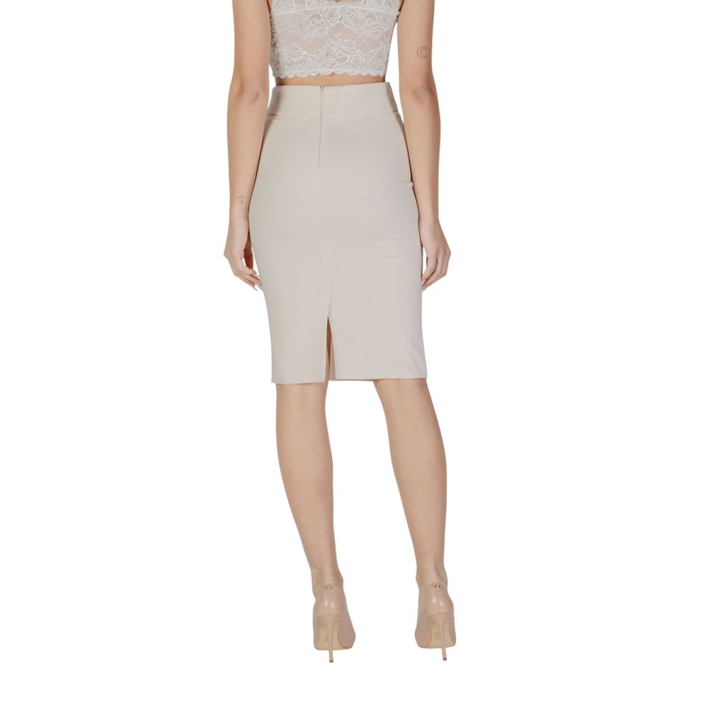 Rinascimento Beige Polyester Midi Skirt - Luxe Nova