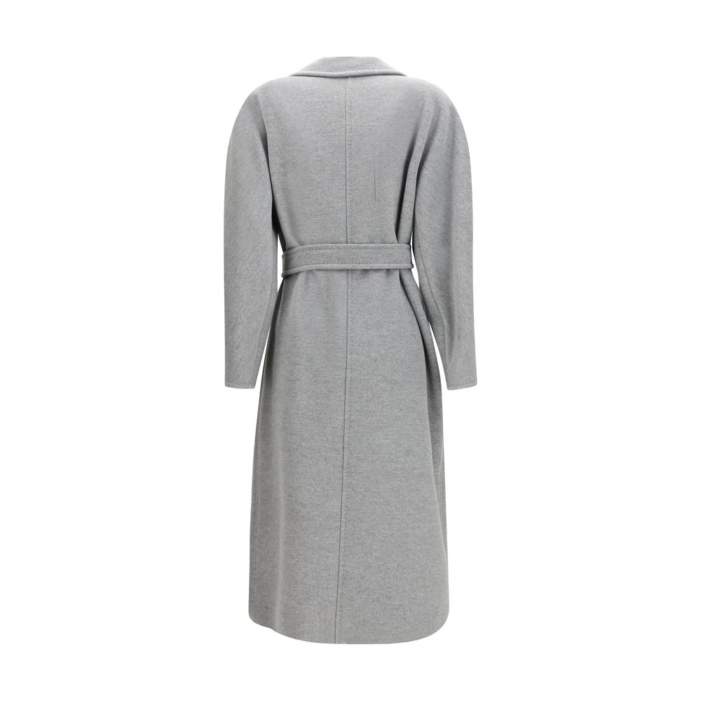Max Mara Gray Fleece Wool Coat - Luxe Nova