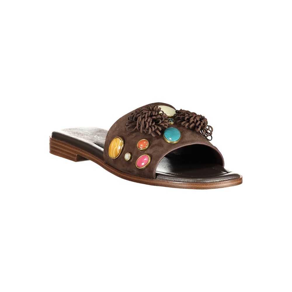 Twinset Marrone Leather Women Slipper - Luxe Nova