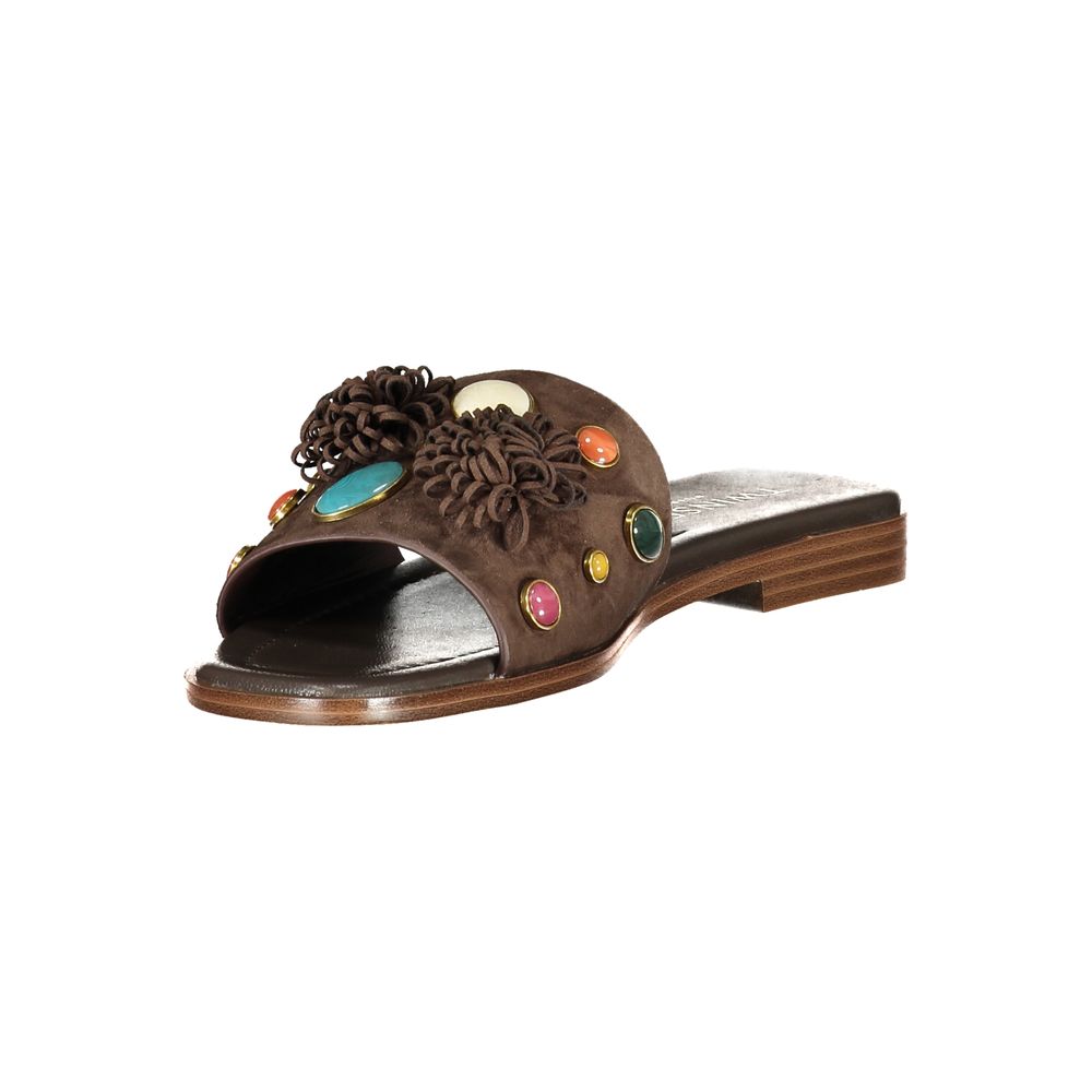 Twinset Marrone Leather Women Slipper - Luxe Nova
