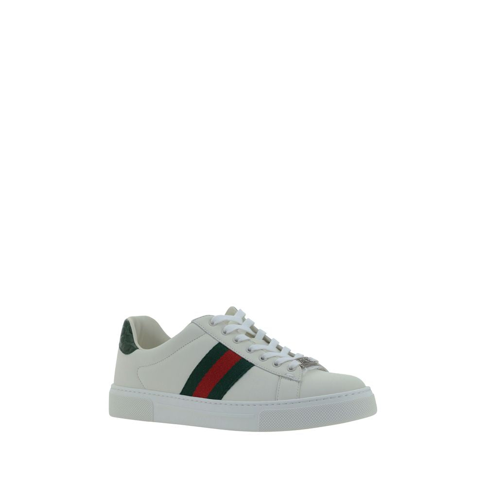 Gucci White Calf Leather Bos Taurus Low Top Sneakers - Luxe Nova