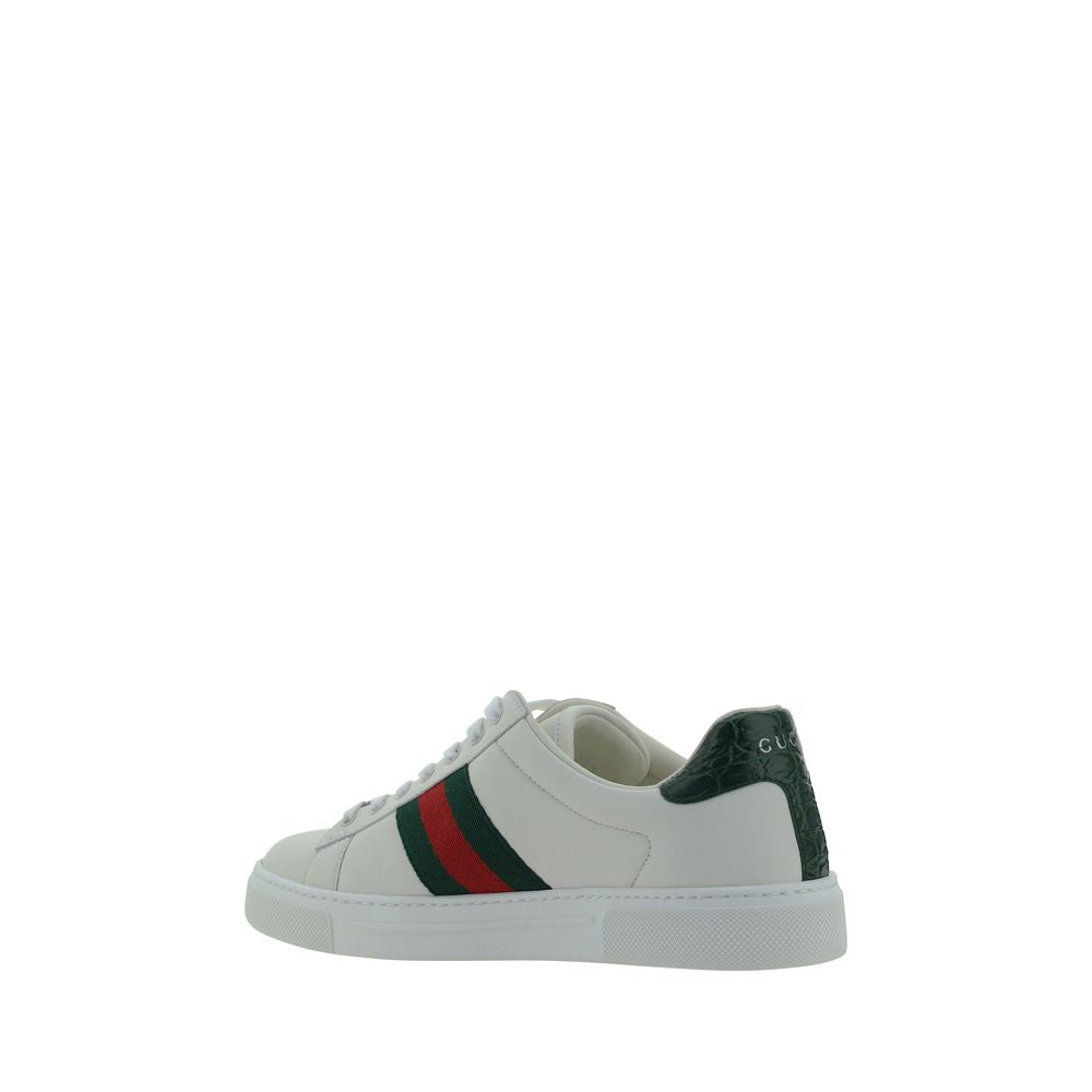 Gucci White Calf Leather Bos Taurus Low Top Sneakers - Luxe Nova