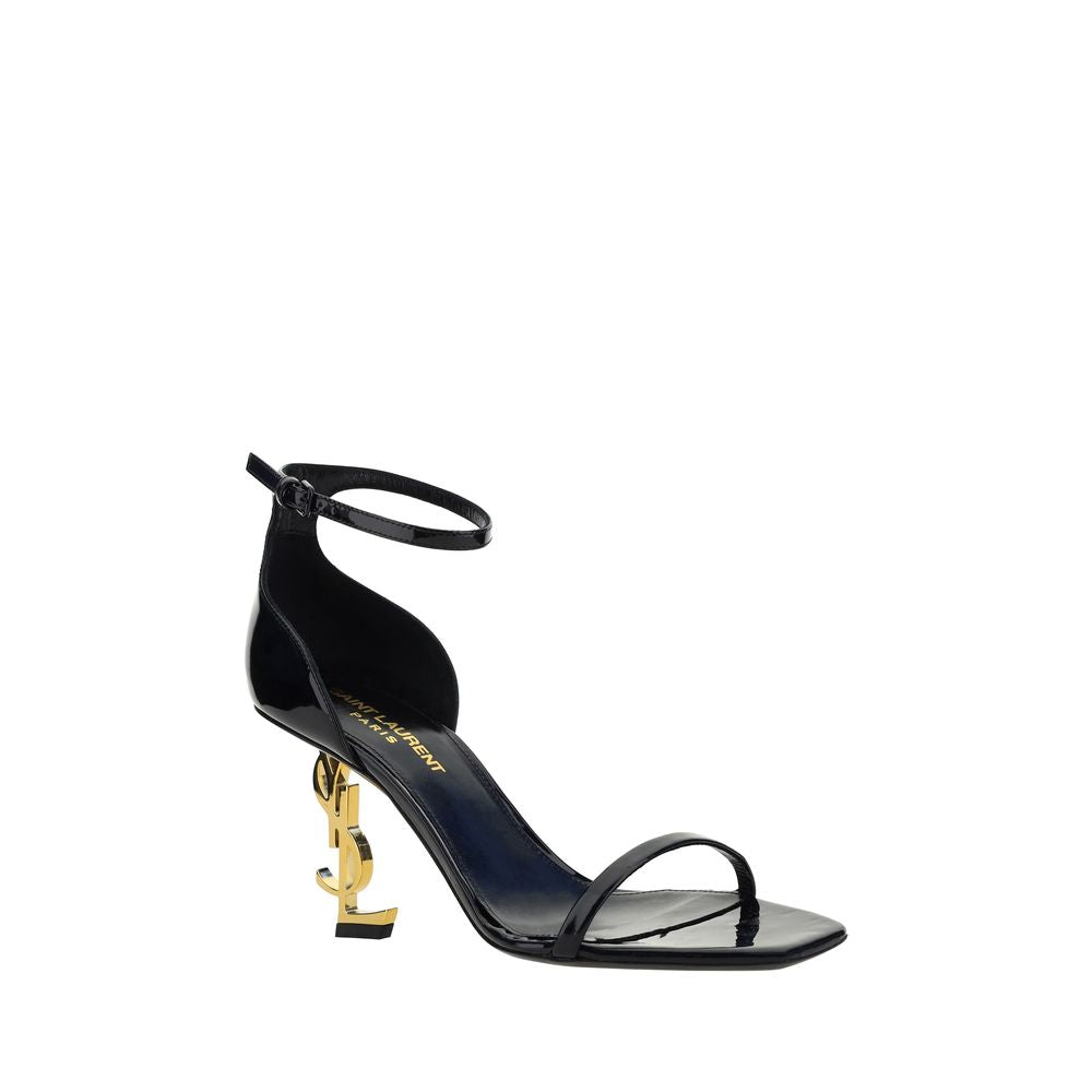 Saint Laurent Black Calf Leather Bos Taurus Stiletto Heel Sandals - Luxe Nova