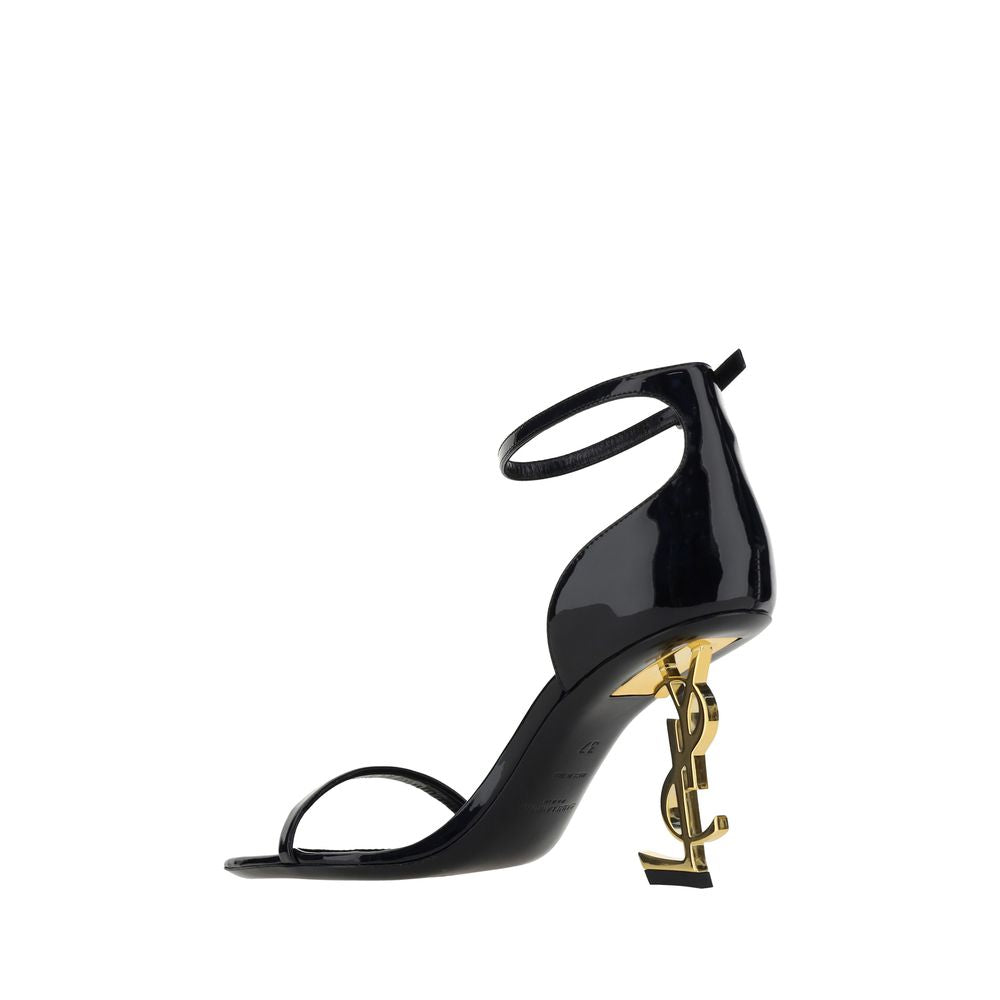 Saint Laurent Black Calf Leather Bos Taurus Stiletto Heel Sandals - Luxe Nova