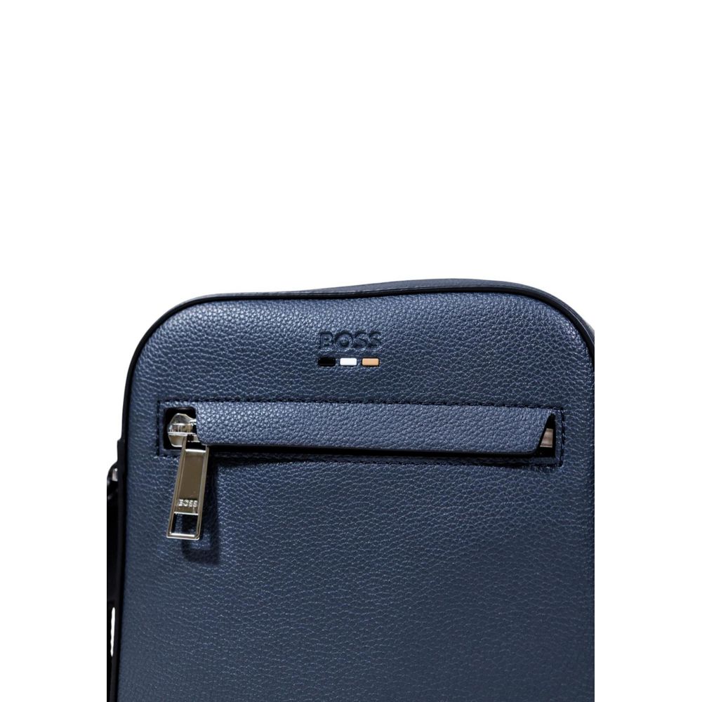 Hugo Boss Blue Recycled Polyurethane Messenger Bag