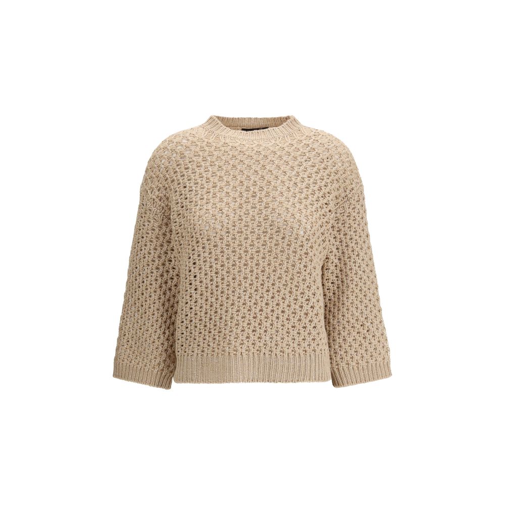 Fabiana Filippi Beige Fleece Wool Sweatshirt - Luxe Nova