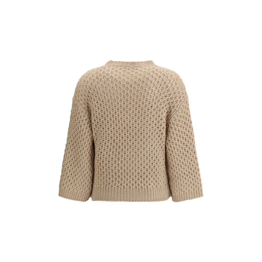 Fabiana Filippi Beige Fleece Wool Sweatshirt - Luxe Nova