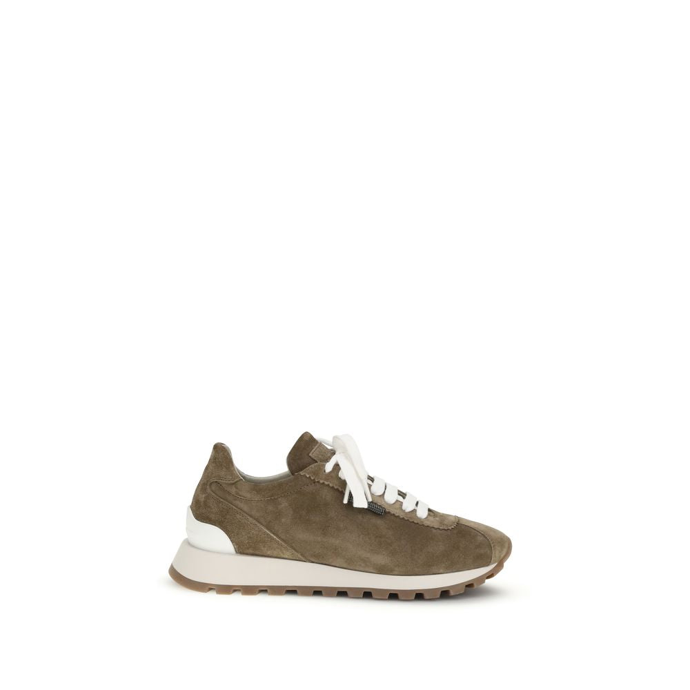 Brunello Cucinelli Brown Calf Leather Bos Taurus Platform Sneakers - Luxe Nova