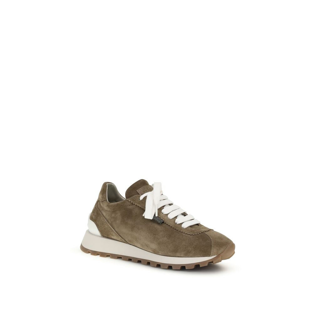Brunello Cucinelli Brown Calf Leather Bos Taurus Platform Sneakers - Luxe Nova