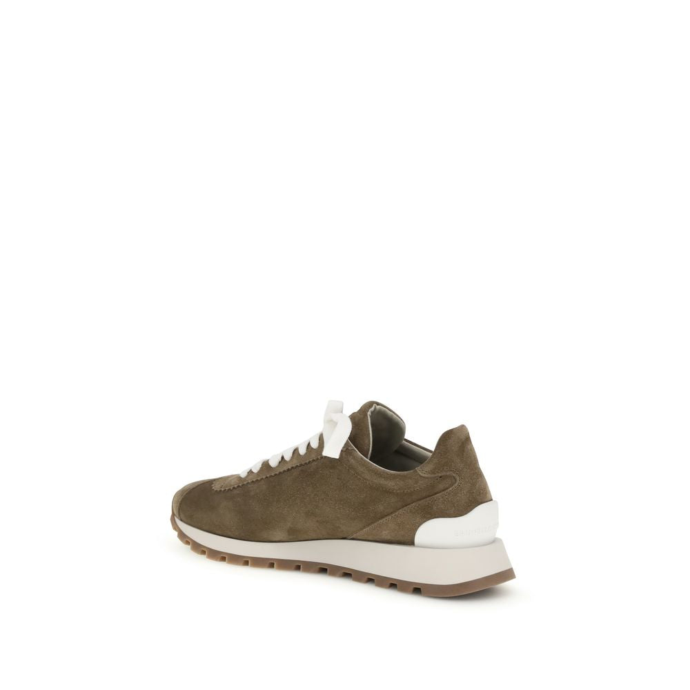 Brunello Cucinelli Brown Calf Leather Bos Taurus Platform Sneakers - Luxe Nova