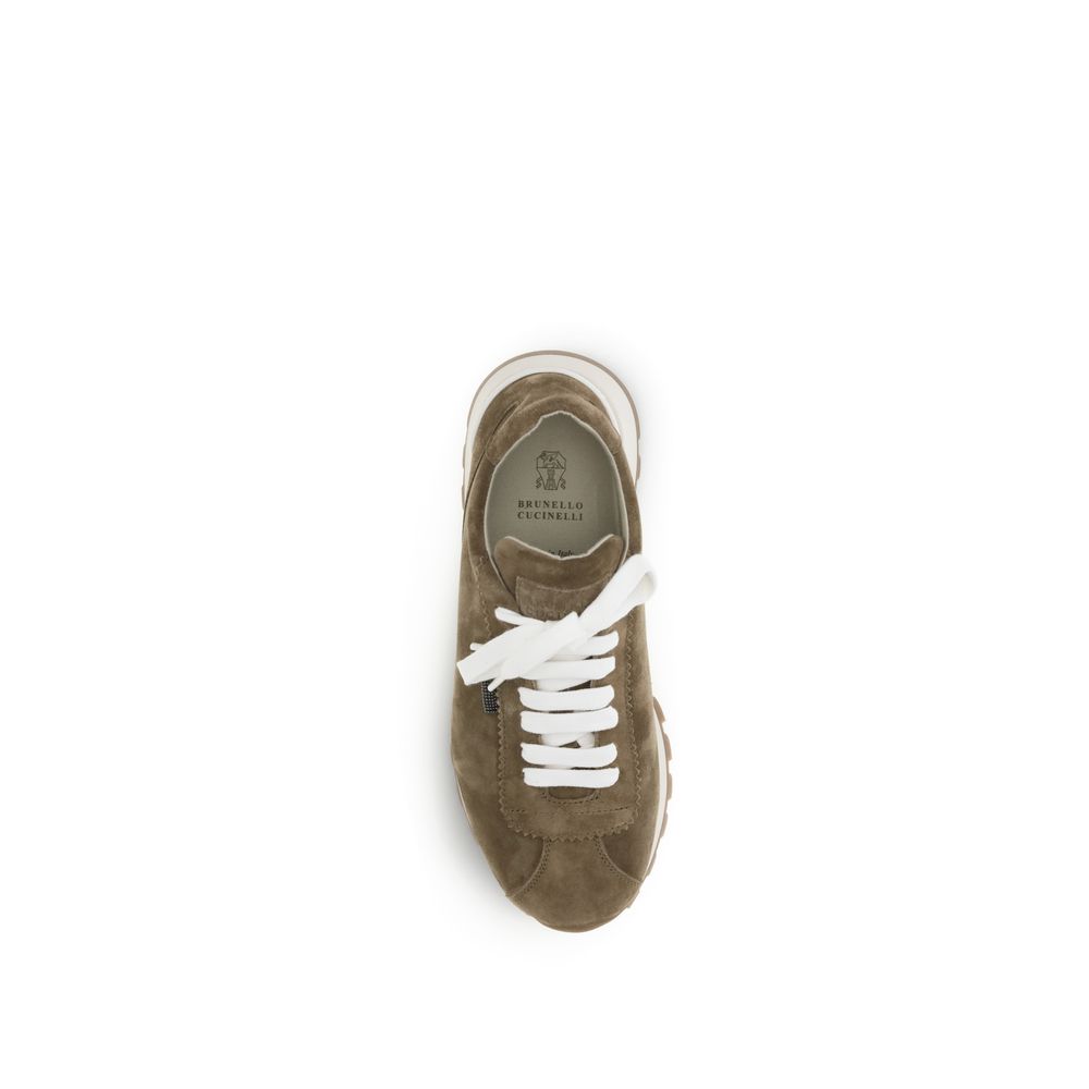 Brunello Cucinelli Brown Calf Leather Bos Taurus Platform Sneakers - Luxe Nova