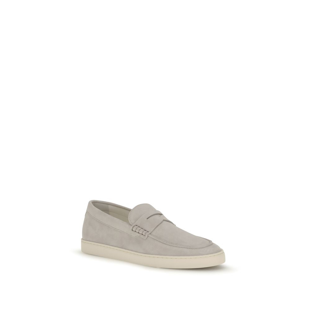 Brunello Cucinelli Beige Calf Leather Bos Taurus Slip-On Loafers - Luxe Nova