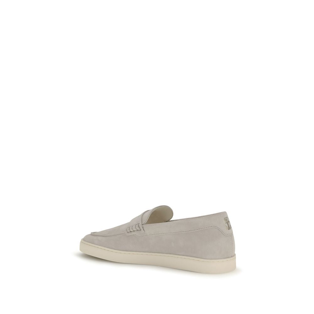 Brunello Cucinelli Beige Calf Leather Bos Taurus Slip-On Loafers - Luxe Nova