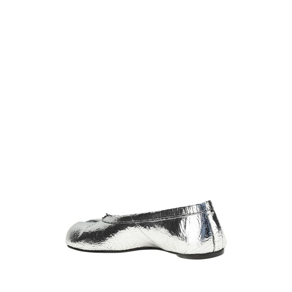 Maison Margiela Silver Calf Leather Bos Taurus Ballet Flats - Luxe Nova