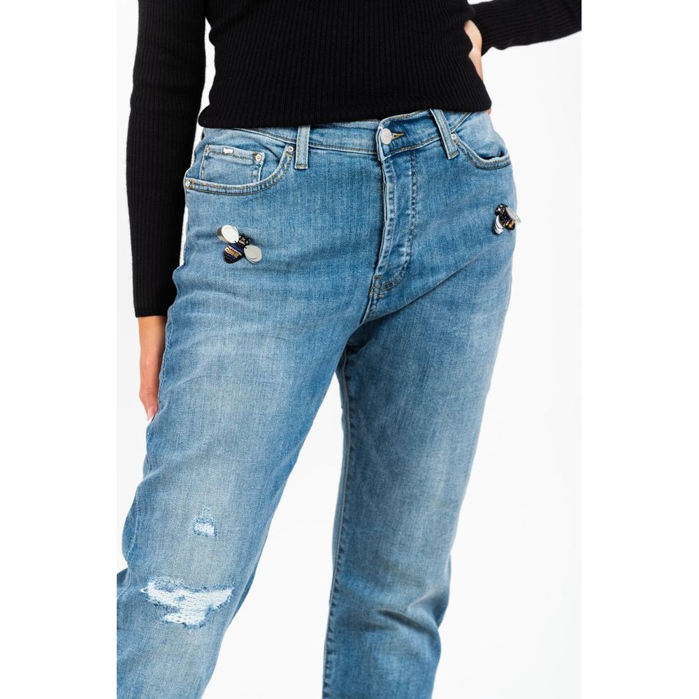 Gas Blue Cotton Boyfriend Jeans