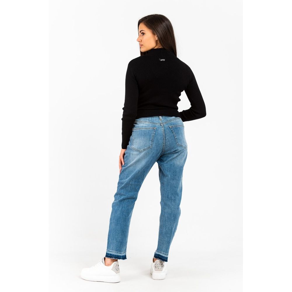 Gas Blue Cotton Boyfriend Jeans