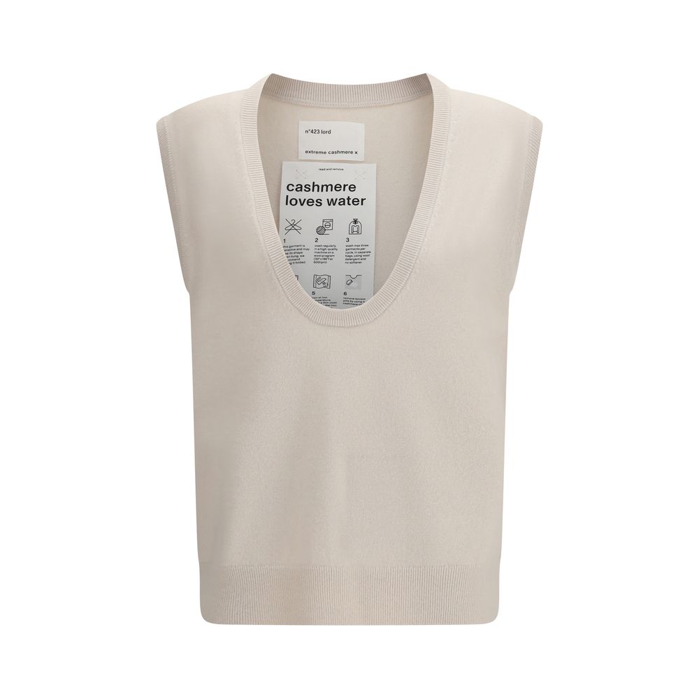 Extreme Cashmere Beige Cashmere Sleeveles Sweater