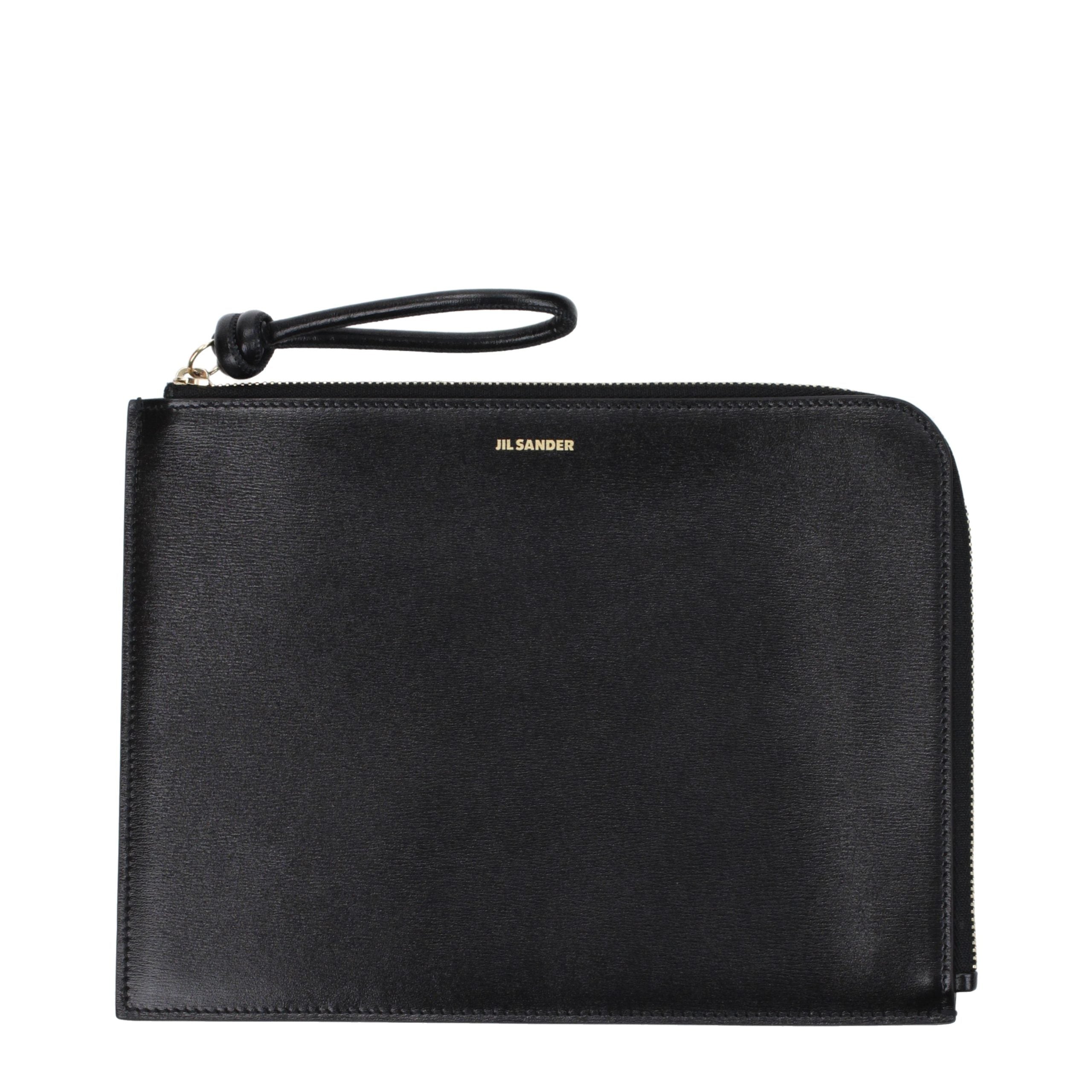 Jil Sander Black Leather Clutch Bag