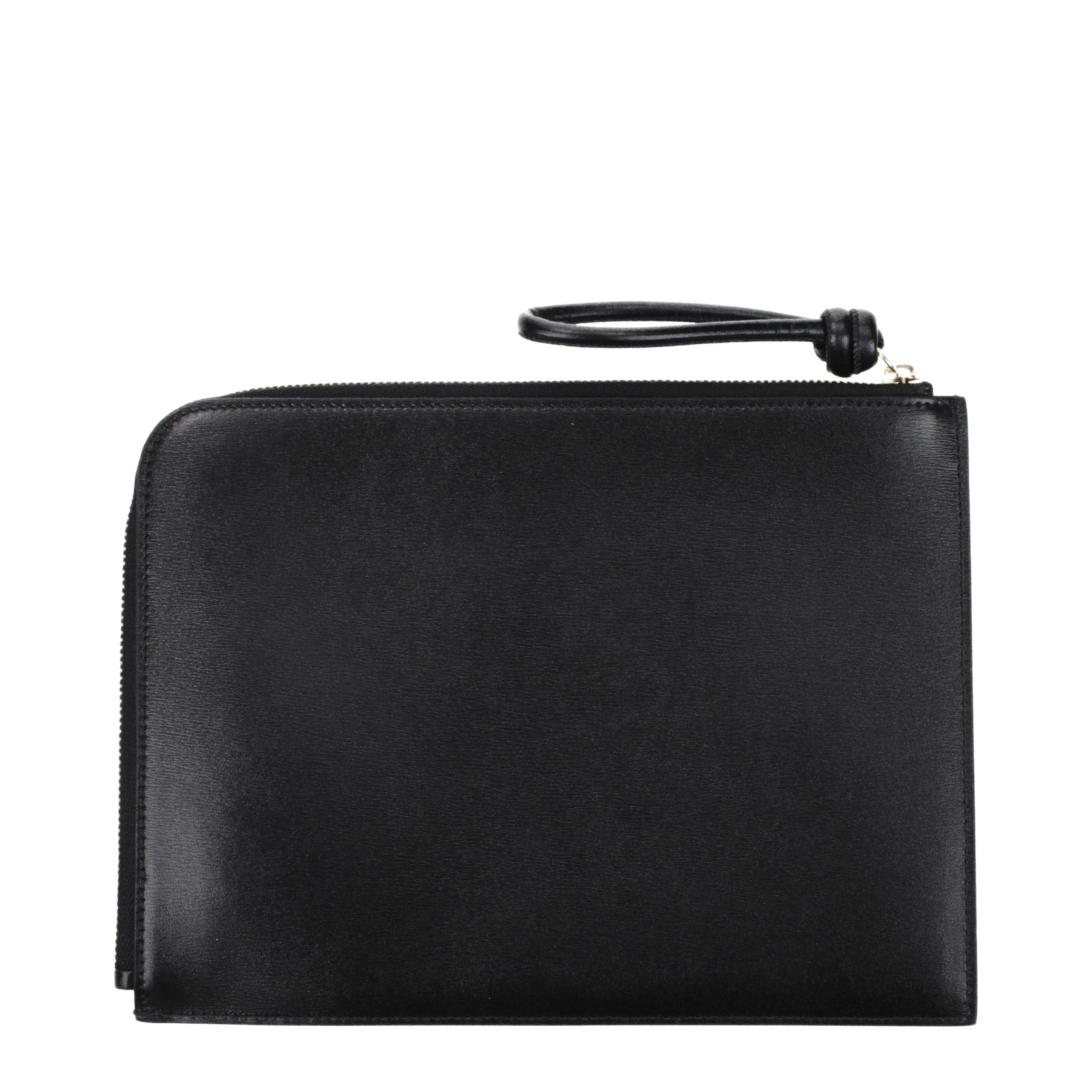 Jil Sander Black Leather Clutch Bag