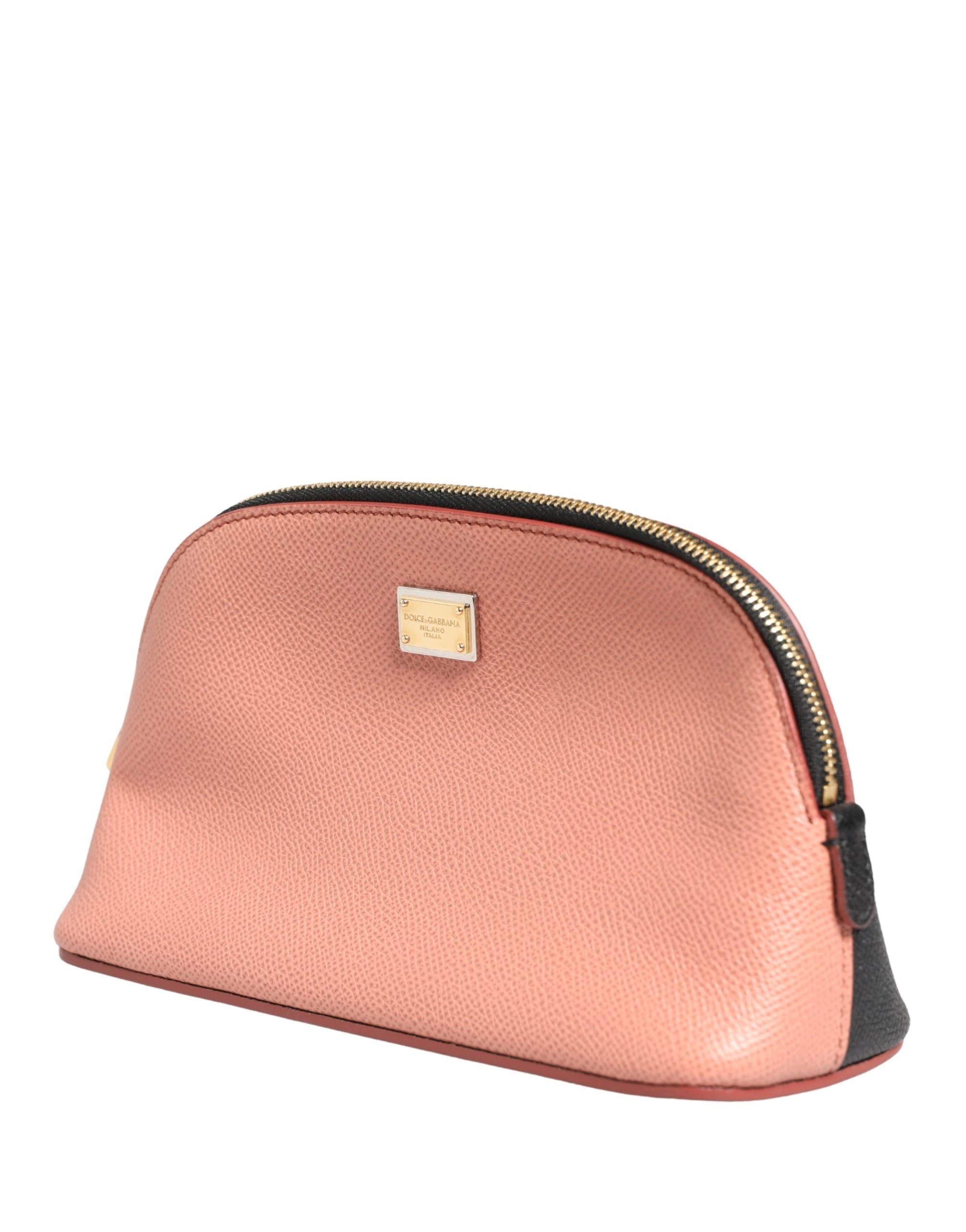 Dolce & Gabbana Beige Leather DG Logo Zip Around Hand Purse Pouch Wallet